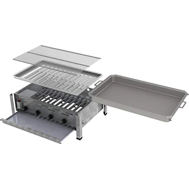 ChattenGlut Gasgrill Gastrobräter 14,7kW mit Rost und Pfanne, Edelstahl, Hessen Germany hergestellt – Bild 6