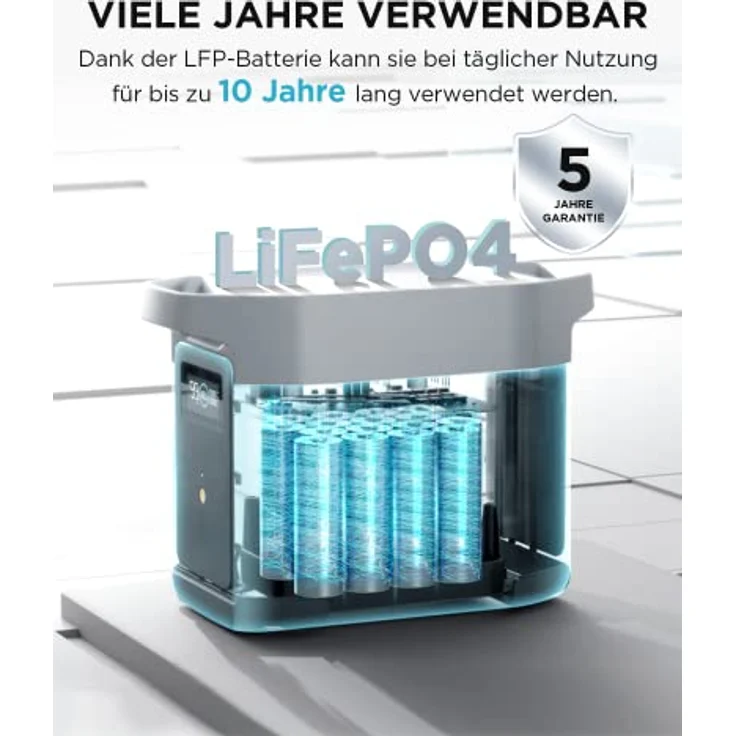 EcoFlow EF ECOFLOW Delta 2, erweiterbarer Zusatzakku 1024Wh mit Kapazitätserweiterung bis 6 kWh, 5 Jahre Garantie – Bild 5