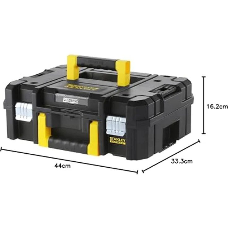 Stanley FMST1-71966 FatMax Pro-Stack Werkzeugbox (13.5 Liter, für kleinerer Handwerkzeuge + Elektrowerkzeuge, mit Schaumstoff-Einlage, rostfreie Metallverschlüsse, stapelbar – Bild 13