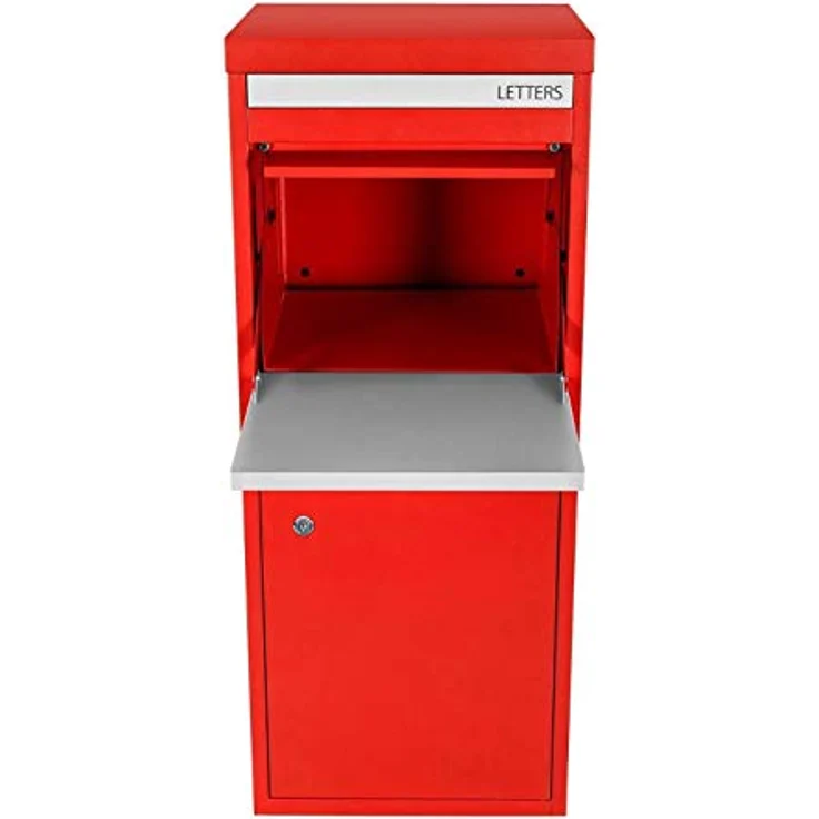 Smart Parcel Box L rot 42x39x103 cm, Paketbriefkasten mit Rückholsperre, sichere Paketbox für Zuhause und Unternehmen, Entnahme hinten & vorne – Bild 5