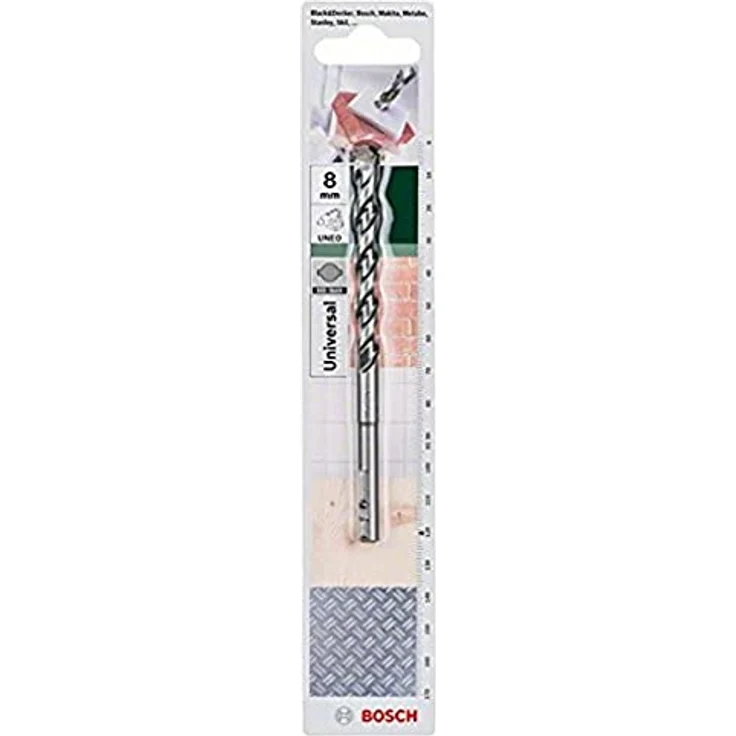 Bosch Accessories 2609256916 Mehrzweckbohrer 8 mm, Gesamtlänge 120 mm, SDS-Quick, geeignet für Holz, Metall, Mauerwerk und Fliesen – Bild 1
