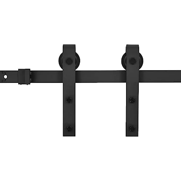 vidaXL Schiebetürbeschlag Set Schwarz Stahl 183cm - Leises und müheloses Öffnen und Schließen - Robustes und strapazierfähiges Design – Bild 1
