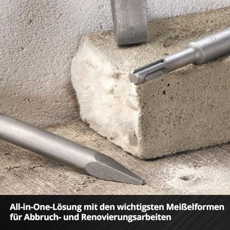 Einhell Original 3-tlg. SDS Plus Meißel-Set, 250 mm (Spitzmeißel, 20 mm Flachmeißel, 40 mm Spatmeißel aus langlebigem 40Cr Stahl) – Bild 4