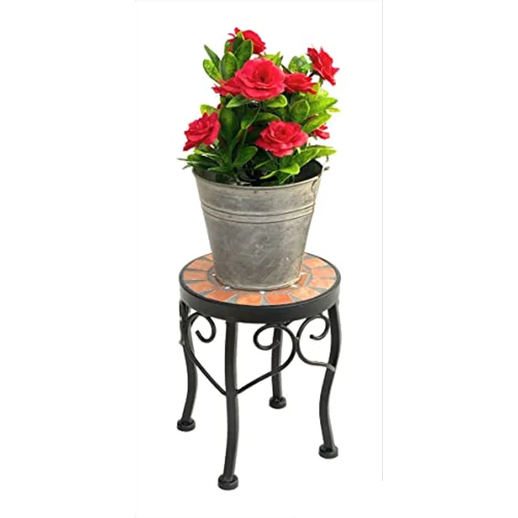 DanDiBo Blumenhocker Mosaik Rund 20 cm Blumenständer 12014 Beistelltisch Pflanzenständer Mosaiktisch Klein – Bild 4