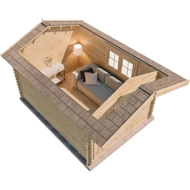 Alpholz Gartenhaus Gabriel-34 300 x 400 cm, BxT: 358x467 cm, Leimholz-Doppeltür, Doppelfenster, 34 mm Wandstärke – Bild 2