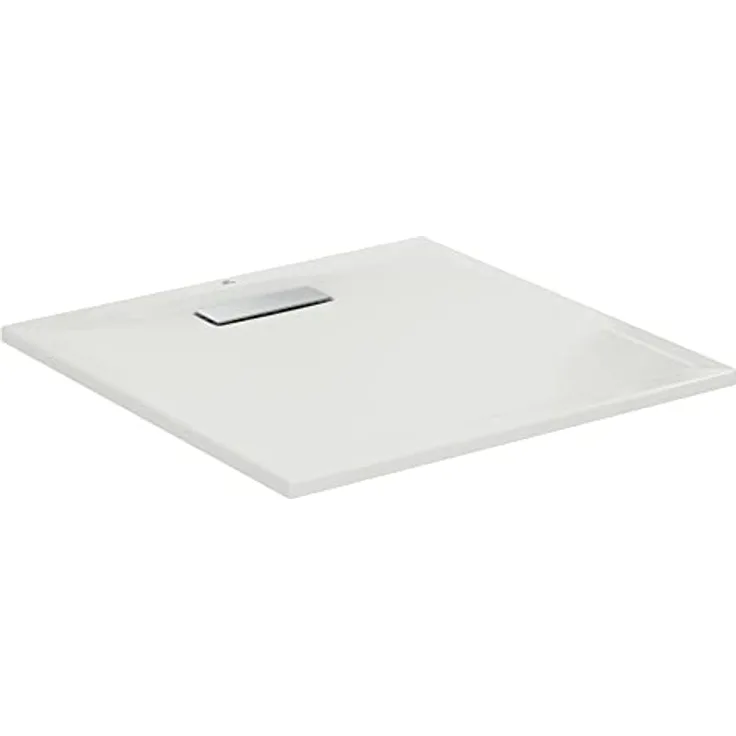 Ideal Standard Ultra Flat New, Duschwanne extraflach 80 cm x 80 cm, weiß, aus pflegeleichtem Sanitär-Acryl, für bodenebenen oder Halbeinbau