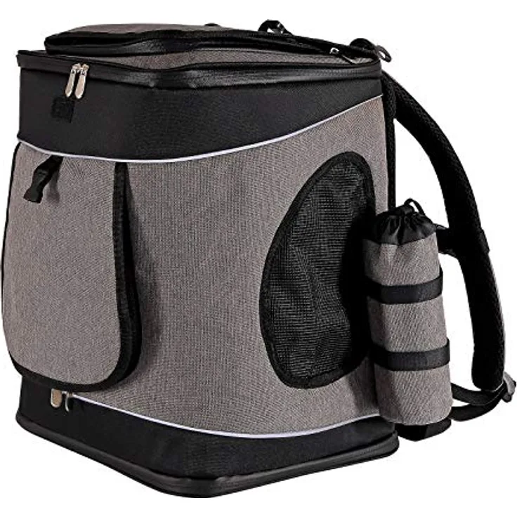 lionto Hunderucksack faltbarer Katzenrucksack Hundetransporttasche Haustiertragetasche, grau/schwarz