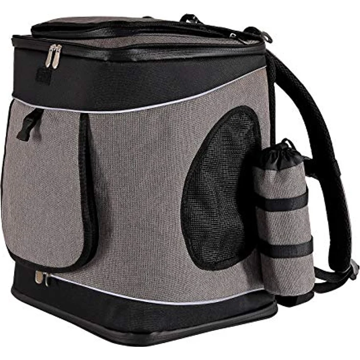 lionto Hunderucksack faltbarer Katzenrucksack Hundetransporttasche Haustiertragetasche, grau/schwarz – Bild 1