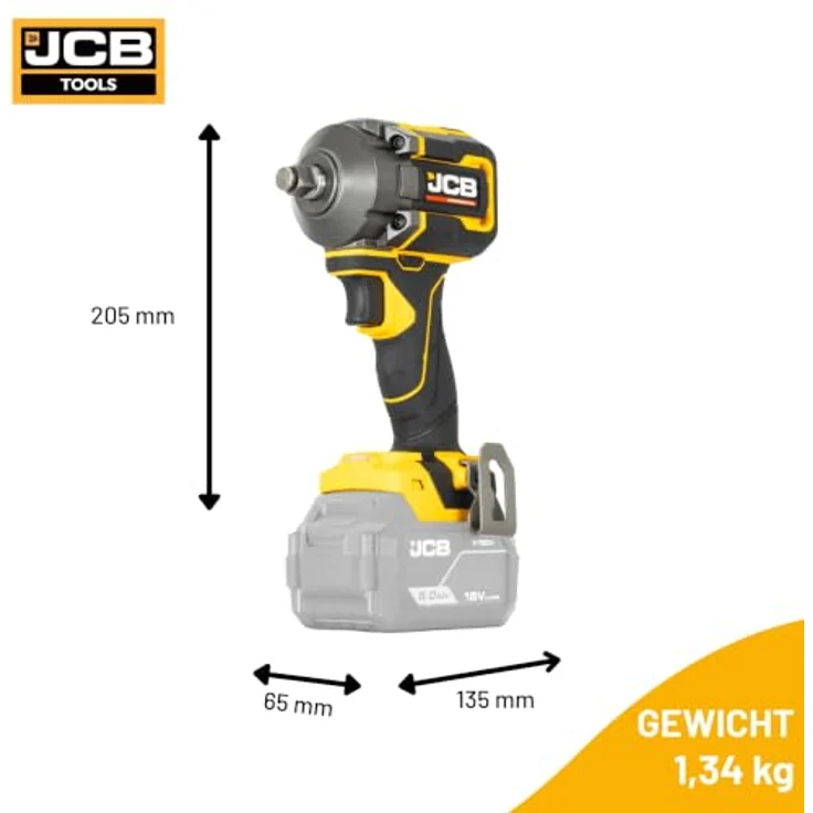 JCB Professional Akku-Schlagschrauber JCB-18PIW-620, 18V Kompakt, 400 Nm Anzugsmoment, Bürstenlos, LED, Gürtelclip – Bild 5