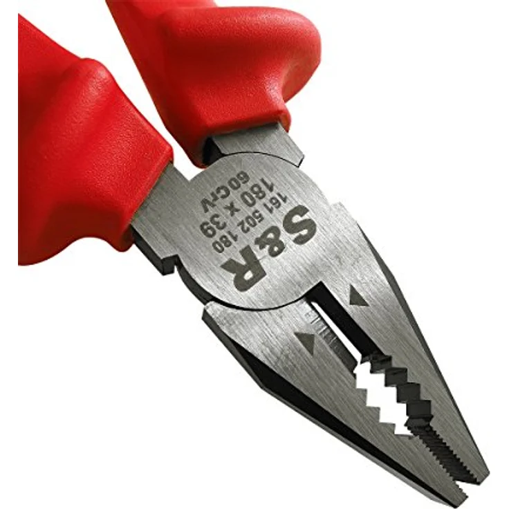 S&R VDE-Kombizange 180 mm, Universalzange 1000V, 60CrV Stahl HRC 58-65, phosphatiert, isolierte 2-Komponenten-Griffe, VDE-geprüft – Bild 4