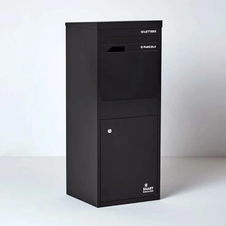 Smart Parcel Box L schwarz 42x39x103 cm, Paketbriefkasten mit Rückholsperre, für sichere Paketaufbewahrung, Entnahme vorne & hinten – Bild 2