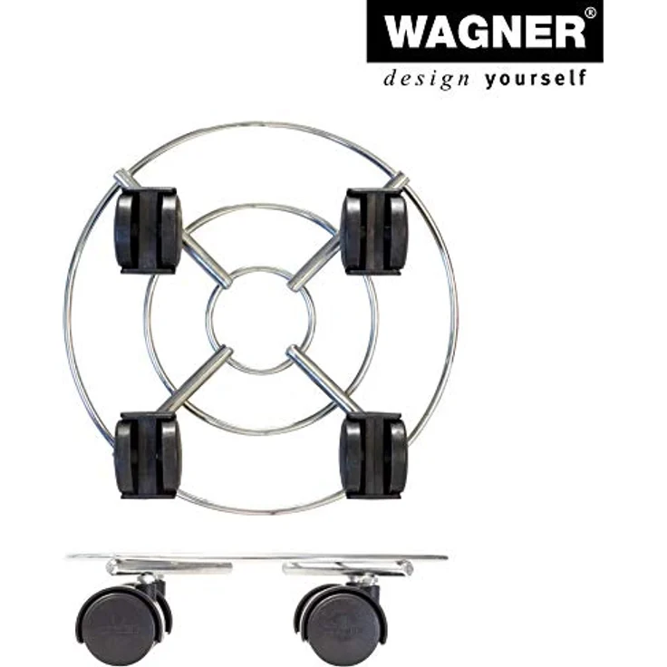 WAGNER Pflanzenroller Chrome Ø 23 cm I Pflanzenroller für Innenbereich, Chrom I Blumenroller aus verchromten Stahl I Kübelroller Silber-glänzend I Tragkraft 60 kg ? 20093101 – Bild 6