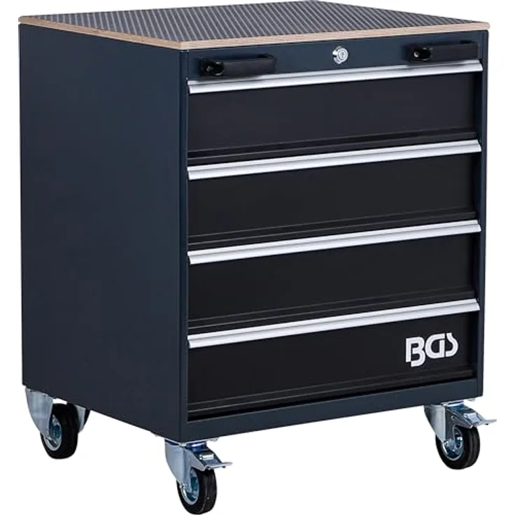 BGS TECHNIC Werkstattwagen 4 Schubladen, modular für Schrankwand-System, pulverbeschichtet, abschließbar, mit 100% Schubladenauszug