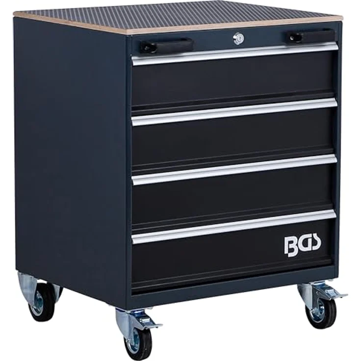BGS TECHNIC Werkstattwagen 4 Schubladen, modular für Schrankwand-System, pulverbeschichtet, abschließbar, mit 100% Schubladenauszug – Bild 1