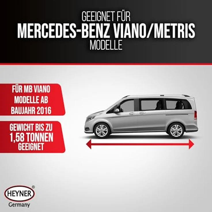 HEYNER Wagenheber für Mercedes Vito/Metris, OEM Erstausrüsterqualität bis 1580 kg, max. Hubhöhe 38 cm, inkl. Aufbewahrungstasche, Made in EU – Bild 2
