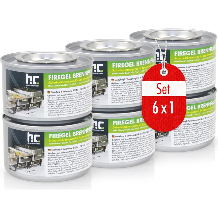Höfer Chemie 6x 200g FLAMBIOL® Firegel Brennpaste, für professionelles Warmhalten von Speisen