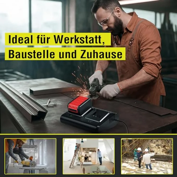 LEICKE Doppelladegerät für Bosch Professional Akkus, 14,4–18V 6A, EU-Stecker, kompatibel mit GBA/Core/ProCORE 18V, mehrfacher Schutz – Bild 3