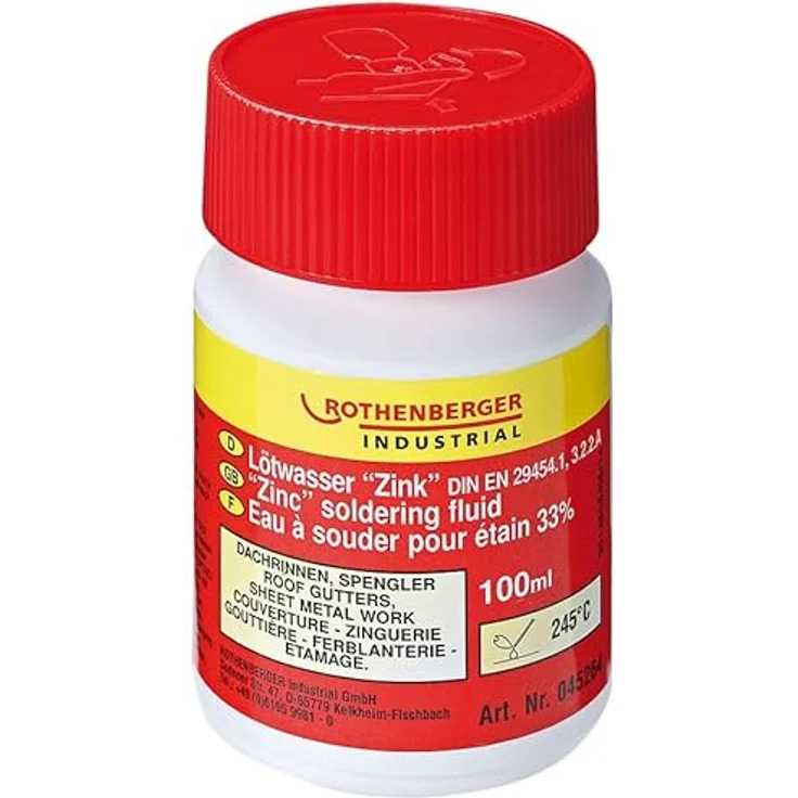 ROTHENBERGER Industrial Set ROLOT 611, 2 Packungen bleifrei Stangenlötzinn 100g mit Schmelztemperatur 199°C und Lötwasser 100 ml – Bild 4