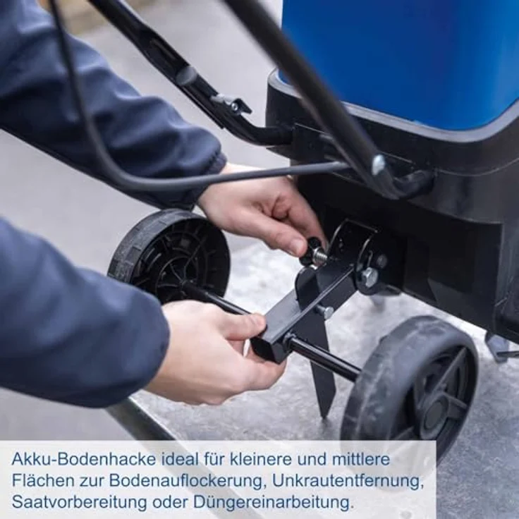 Scheppach BC-MT300-X Akku Bodenhacke, Gartenfräse mit 30 cm Arbeitsbreite, 20 cm Arbeitstiefe, 140 min-1, 20V-IXES-Serie, 10 Jahre Garantie, inkl. 2x 2Ah Akku & Ladegerät – Bild 4
