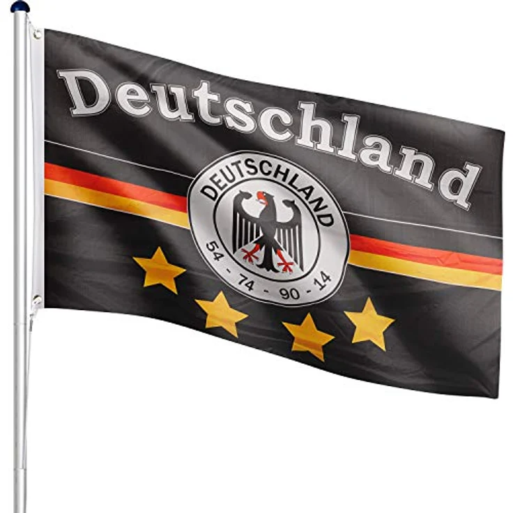 FLAGMASTER Teleskop Fahnenmast Aluminium 6,50m, 5-fach höhenverstellbar, Komplettset mit Bodenhülse und 30 verschiedenen Fahnen zur Wahl – Bild 1