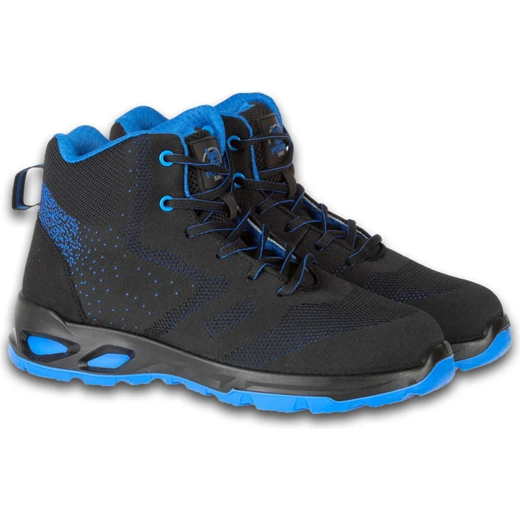 Power Safe Sicherheitsstiefel Moritz S1P, Größe 44, schwarz-blau, mit Stahlkappe und durchtrittsicherer Zwischensohle