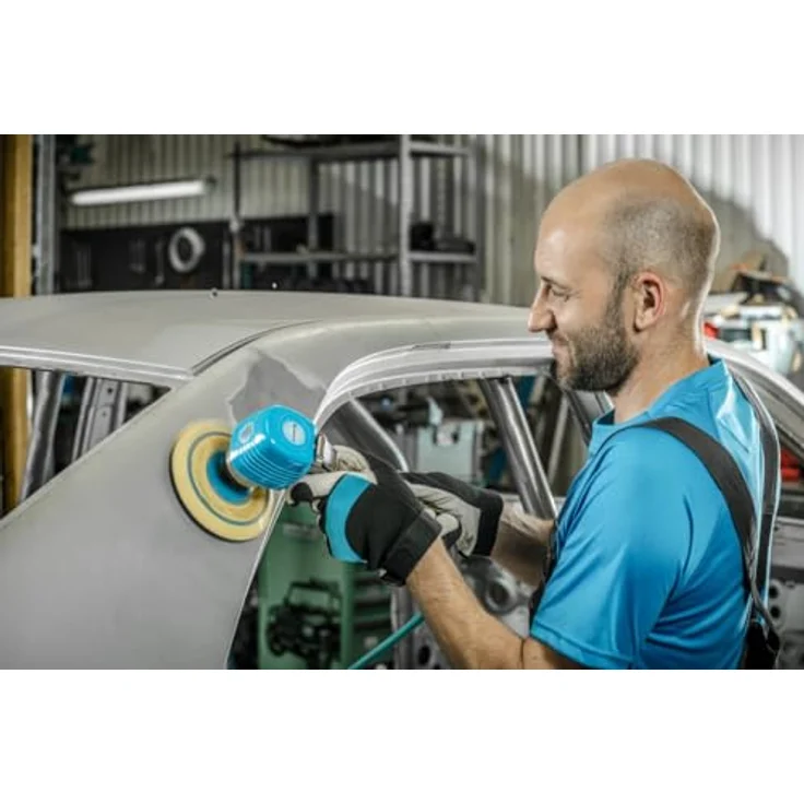 Högert Technik Pneumatische Exzenterschleifmaschine 150mm, stufenlose Drehzahlregelung, 10000 U/min, für Schleifen und Polieren von Auto Metall – Bild 3