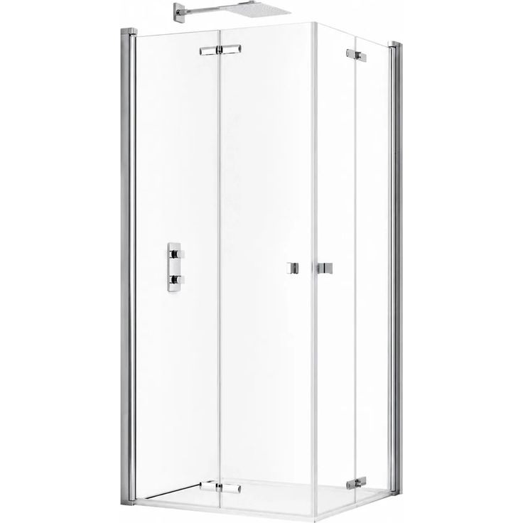 Swiss Aqua Technologies Duschkabine SK 90x90 cm, Eckeinstieg mit Falttür, Easy Clean Oberfläche, Chromrahmen, Klarglas