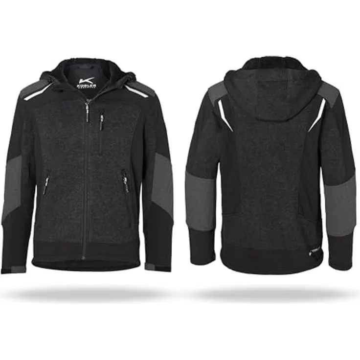 Kübler Arbeitsjacke, Strickjacke mit Teddyfutter, wasserabweisenden Reissverschlüssen und reflektierenden Elementen, Größe L