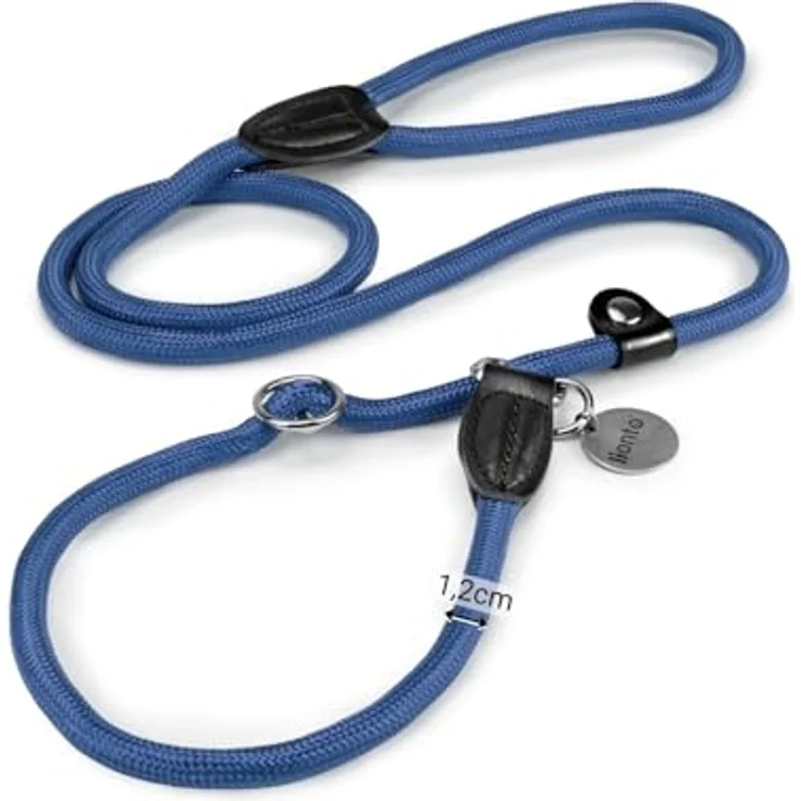 lionto Retrieverleine, robuste und wetterfeste Kombileine mit Zugstopp, für Hunde aller Größen, 120 cm, vegan, blau – Bild 5