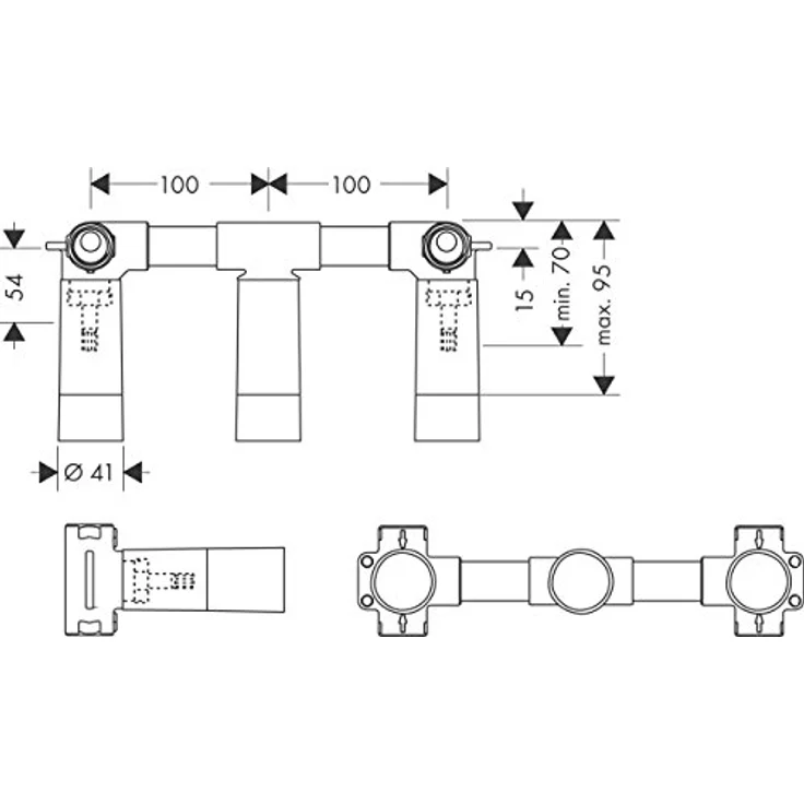 AXOR 3-Loch Waschtischarmatur Grundkörper Wandversion, Anschluss DN15/DN20, für Wandmontage geeignet – Bild 2