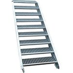 Srm-Design 9 Stufen Stahltreppe Breite 120cm Geschosshöhe 135-180cm / Robuste Außentreppe/Wangentreppe/Stabile Industrietreppe für den Außenbereich/Inklusive Zubehör, verzinkt
