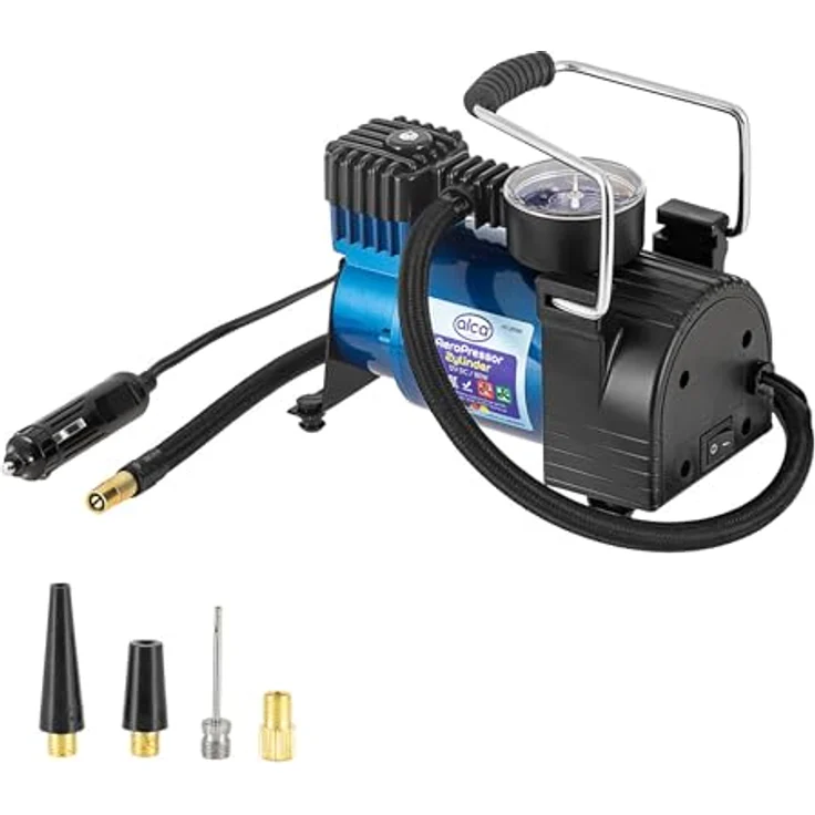 alca® Auto Kompressor mini elektrische Luftpumpe, 12V Luftkompressor, 21 bar, Zigarettenanzünder, blau – Bild 1