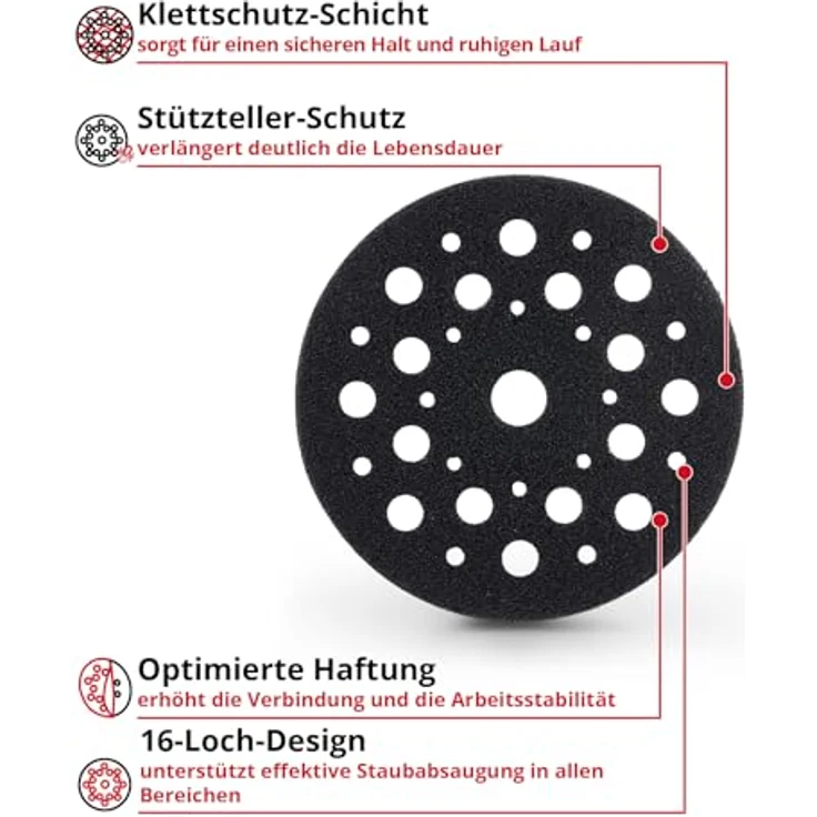 Einhell Schleiftellerschoner, Ø 123 mm, doppelseitige Klettaufnahme, hochbelastbar, optimierte Haftung für 125 mm Exzenterschleifer – Bild 2