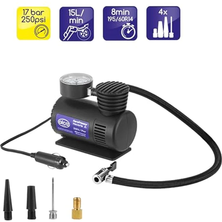 alca® Mini Auto Kompressor, elektrische Luftpumpe, tragbarer Luftkompressor, 12V, 17 bar – Bild 2