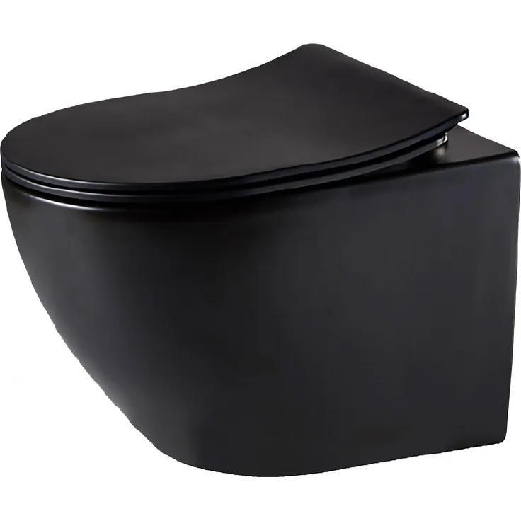 Primaster Wand-Tiefspül-WC Prag Matt Schwarz inkl. Wc-Sitz mit Absenkautomatik