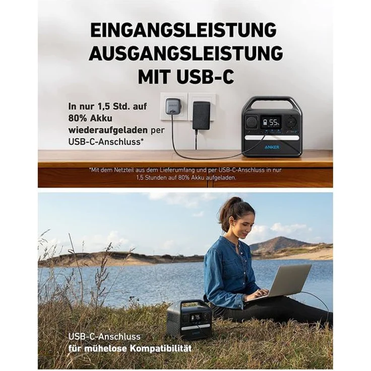 Anker 521 PowerHouse Zellkapazität 256 Wh, 200 W, 5 Anschlüsse, sturzsicheres Design – Bild 6