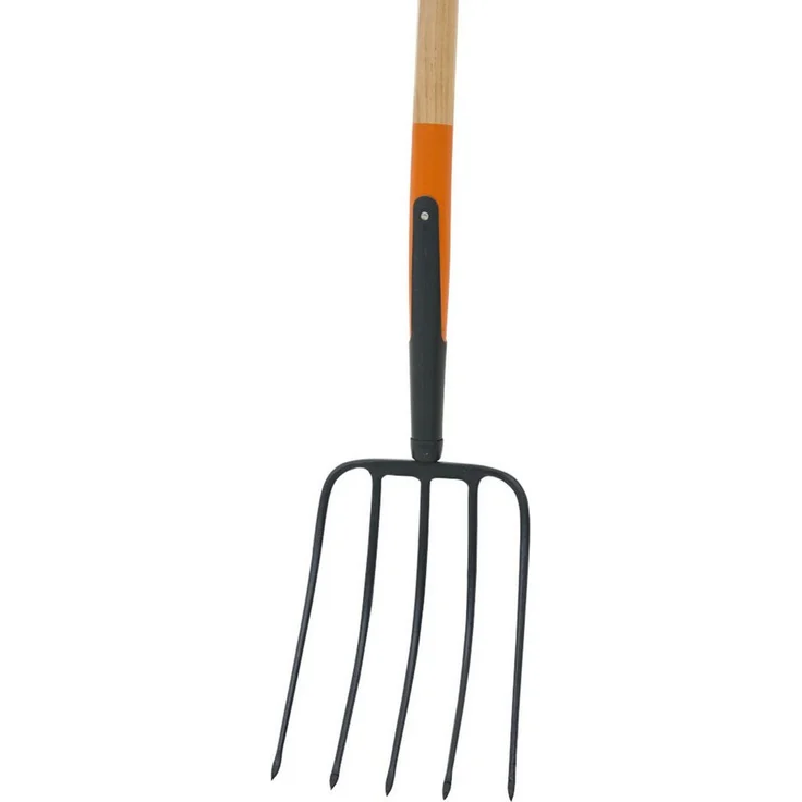 Siena Garden Spatengabel Kompostgabel 5 Zinken, 110 cm T-Stiel, ergonomisch, anthrazit-orange