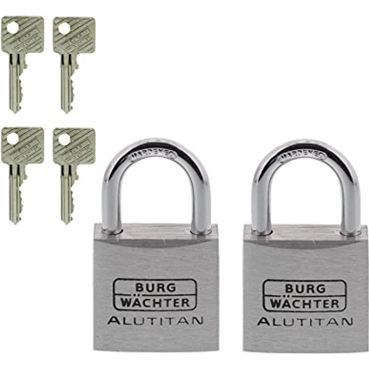 BURG-WÄCHTER Vorhängeschloss, 2er-Set, 5 mm Bügelstärke, 4 Schlüssel, Duo 770 30 SB – Bild 5