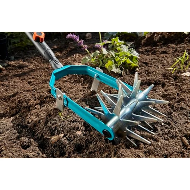 GARDENA combisystem-Sternfräse mit Jätemesser: Gartenfräse zur Saatvorbereitung und Bodenlockerung, 14cm Arbeitsbreite, aus hochwertigem Qualitätsstahl, Duroplast-beschichtet, Räder verzinkt (3195-20) - Preisvergleich – Bild 2