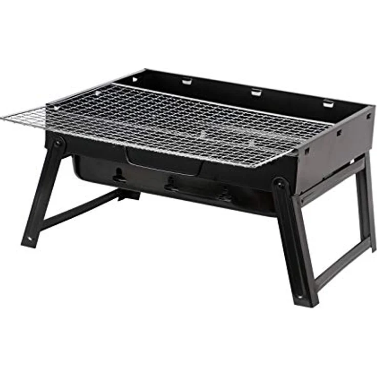 HAC24 Tragbarer BBQ Klappgrill Camping Grill Holzkohlegrill Holzkohle Minigrill Klappbarer Kohlegrill, Stahl, Schwarz – Bild 2