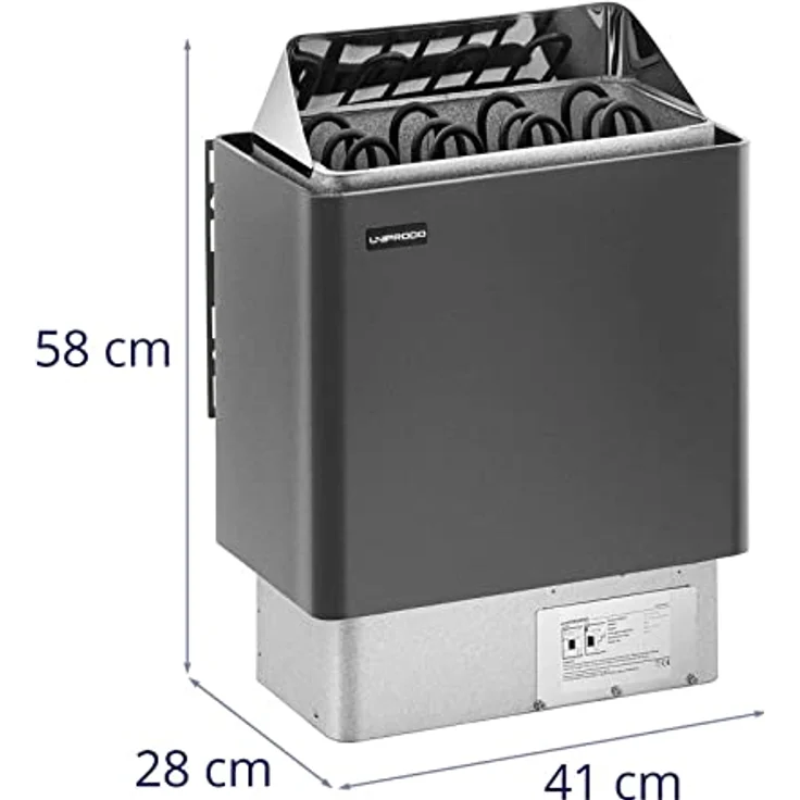 Uniprodo UNI_SAUNA_G6.0KW, elektrischer Saunaofen 6 kW für Trockensauna, Heizleistung bis 110 °C, grau/silberfarben – Bild 7