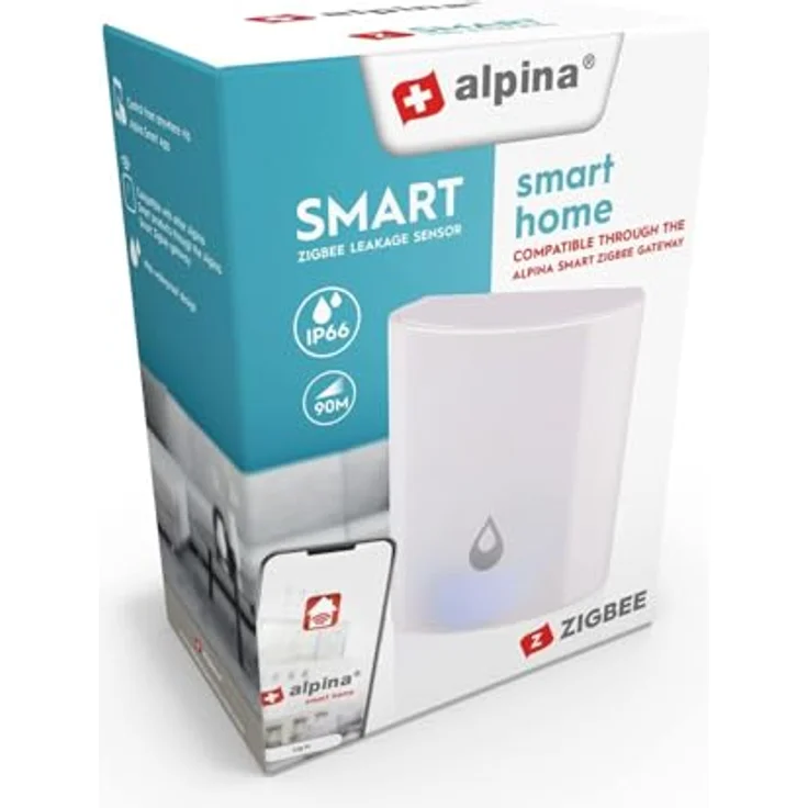 Alpina Smart Home Wassermelder, Intelligenter Leckagesensor mit 90M Erfassungsbereich, IP66 wasserdicht, Zigbee-kompatibel – Bild 4