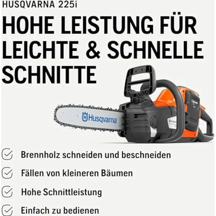 Husqvarna® Akku-Kettensäge "225i", 35 cm Schienenlänge, savE™ Modus, trägheitsausgelöste Kettenbremse, ohne Akku und Ladegerät – Bild 4