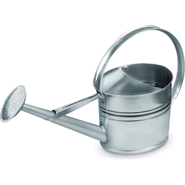 hrb Gießkanne Zinkgießkanne 10 L, feuerverzinkt, langlebige Metallgießkanne Kanne, aufschraubbarer Ausguss, silber