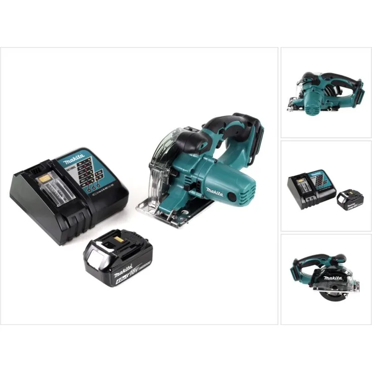Makita DCS 552 RM1, 18 V Akku Metall Handkreissäge mit 136 mm Schnittdurchmesser, inkl. 4,0 Ah Akku, Ladegerät, Sägeblatt und Schutzbrille