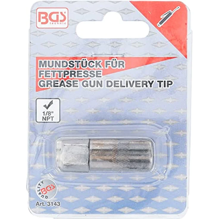 BGS 3143 | Mundstück für Fettpresse | Schmiermittelaufsatz | Hand Fettpresse, Fettpressenrohr Adapter | Schmierpresse Anschluss Nippel – Bild 4