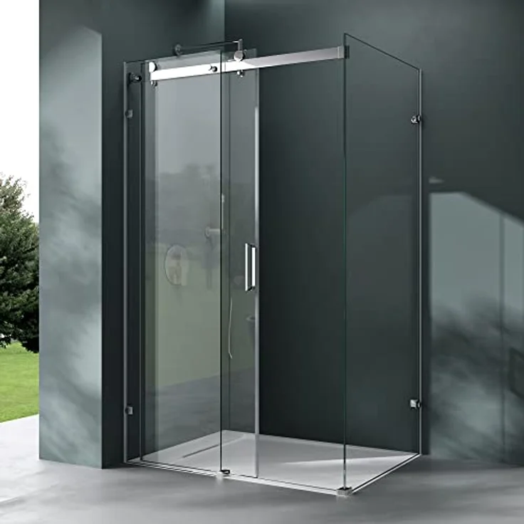 Mai & Mai Eckdusche Duschkabine Schiebetür Rechteckig 8mm ESG mit Nano R17-2, BxT: 100x70 cm, Klarglas – Bild 3