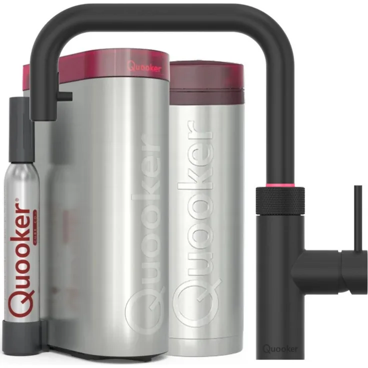 QUOOKER Küchenarmatur Flex Square, PRO3 & CUBE, schwarz, inkl. 100 °C kochendes Wasser, CUBE Filter Starter Set, 7 Jahre Garantie