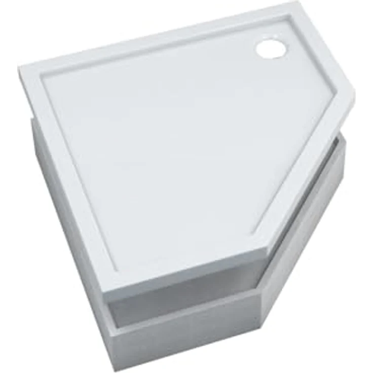 Aquabad® Duschwanne BASIC Smooth White, Fünfeck, Acryl mit Styroporträger, 90x90 cm – Bild 1