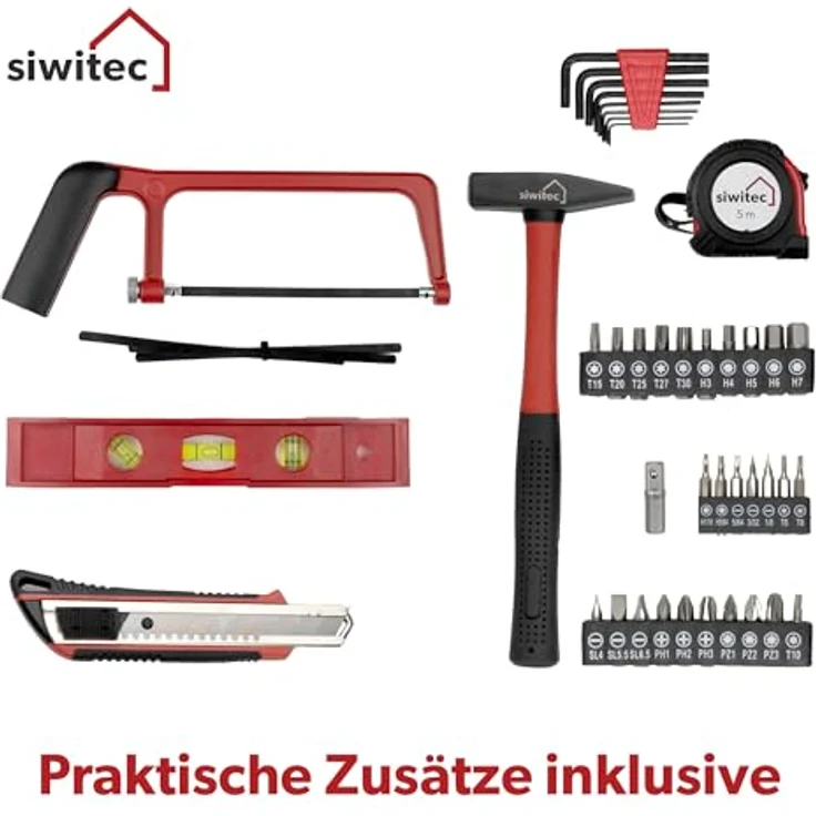 siwitec Werkzeugkoffer 95-teilig, Werkzeug CRV, BMC-Kunststoff, ergonomisches Design, Grundausstattung – Bild 5